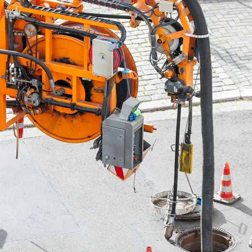 Camion de nettoyage de canalisation en action